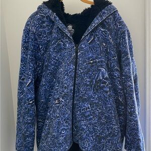 Edgy Blue and Black Skull Hoodie